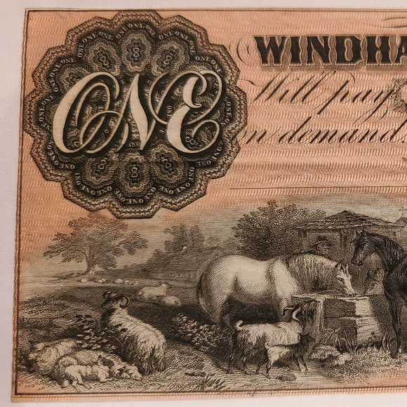 Windham County Bank, Vermont, $1 Obsolete Banknote From the 1860s - Picture 2 of 6